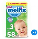 MOLFIX JUMBO MIDI 3 (4-9 KG) 58 PCS